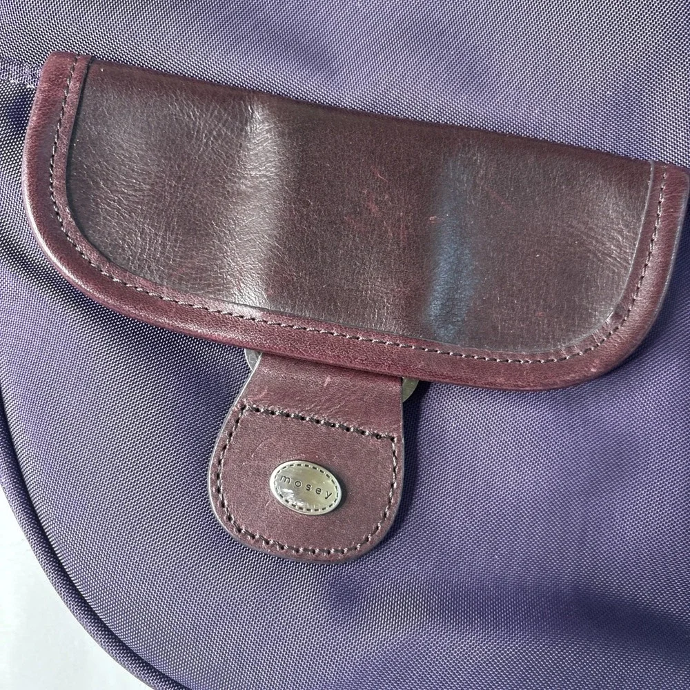 Mosey Messenger Crossbody Bag Purse Leather Accents‎ Magnetic Zip Close Purple